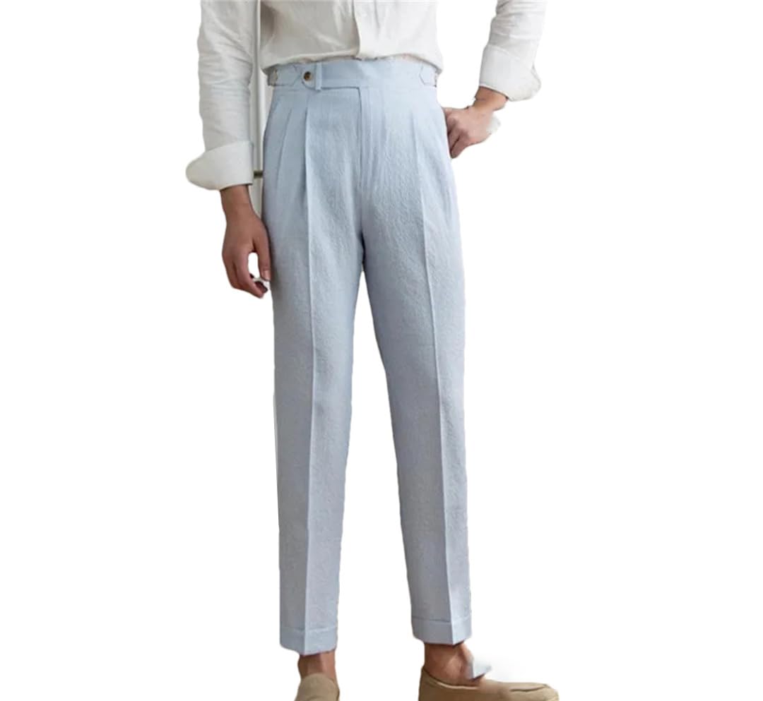 Mens Thin Suit Pants Straight Fit Business Casual Trousers Summer Lightweight Work Dress Pants