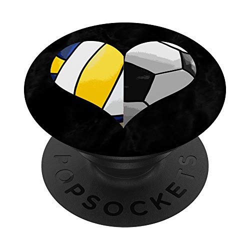 Volleyball Soccer Football Ball Heart Valentines Day Gift PopSockets PopGrip: Agarre intercambiable para Teléfonos y Tabletas