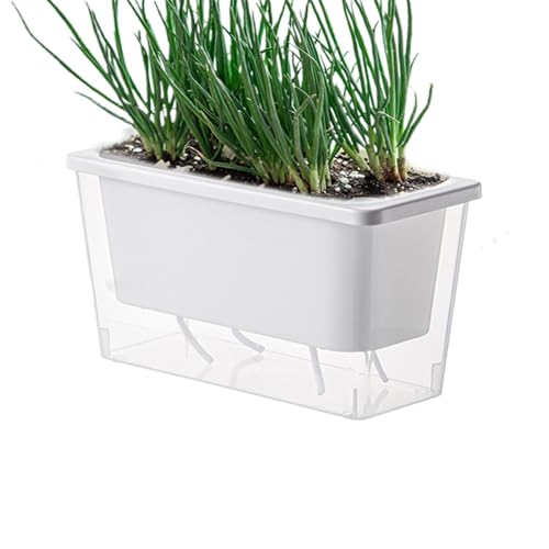 Piantatrice interna auto-innaffiata - Vaso da fiori rettangolare con serbatoio d'acqua, contenitore per balcone moderno | Piccola scatola da giardino per uso appartamento, un supporto elegante