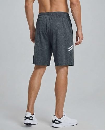Real Essentials Men’s 5 Pack: 9" Dry-Fit Shorts – Athletic Gym, Workout, Basketball, Running, Casual Lounge Active Pockets