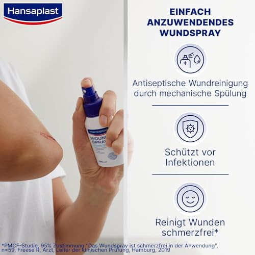 Hansaplast Wundspray (50 ml), zur antiseptischen Wundreinigung durch mechanische Spülung, Spray schützt vor Wundinfektionen, farblos und besonders hautfreundlich – Bild 3