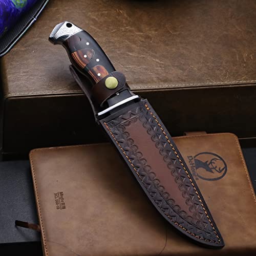 Wpkopya (Dehong-88) Hunting Knife, Sharp Outdoor Camping Knife, 7.1" (About 18 Cm) High Hardness 420 Stainless Steel Blade,Fixed Blade Knives With Leather Sheath, Survival Camping Knives, Household Slicing Knives, Boning Knives, Gift Collection Knives #TOP7