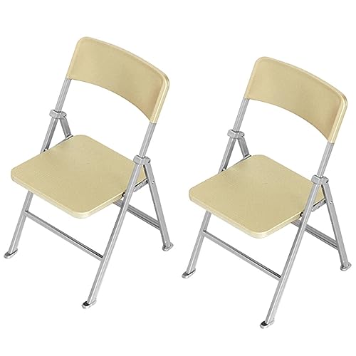 ifundom 2PCS Miniature Folding Toy Chair, 1 6 Scale Mini Folding Chair, Tiny Furniture Model for Home and Dollhouse Decoration, Miniature Landscaping Scenes
