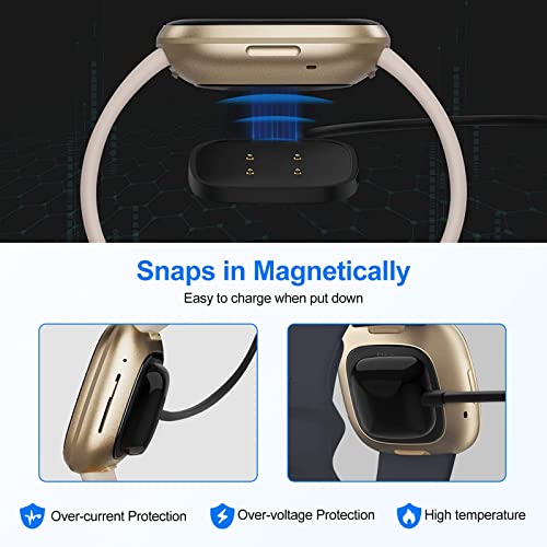 Fitbit 3 Charger, Fitbit Charging Cable, Charger For Fitbit Sense, 2Pc 3.3Ft Fitbit Chargers Replacement Compatible Fitbit Sense/Sense 2 / Versa 3 / Versa 4 Usb Charging Cable Cord Stand Dock, Black #TOP2