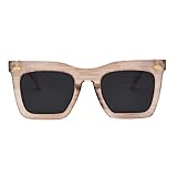 Marcos de metal pulido a mano I-SEA Gafas de sol polarizadas Maverick para mujer, gafas de sol cuadradas de gran tamaño con lentes resistentes a los arañazos y marco de policarbonato, Oro blanco/humo polarizado, 32mm
