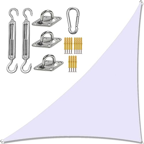 Wasserfestes dreieckiges Sonnensegel, mit Befestigungsset, UV-Block, Garten-Sonnensegel, Markise für Picknick oder Camping, Weiß, 6 m x 6 m x 6 m