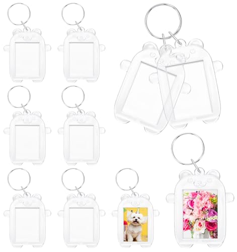 ValueBargain 8 Stück Schlüsselanhänger Foto, Schlüsselanhänger Bild Personalisierbare Acryl Niedliche Bärenform, Doppelseitig Transparent für Geschenke, Souvenirs (Passend for 35 x 25 mm Fotos)
