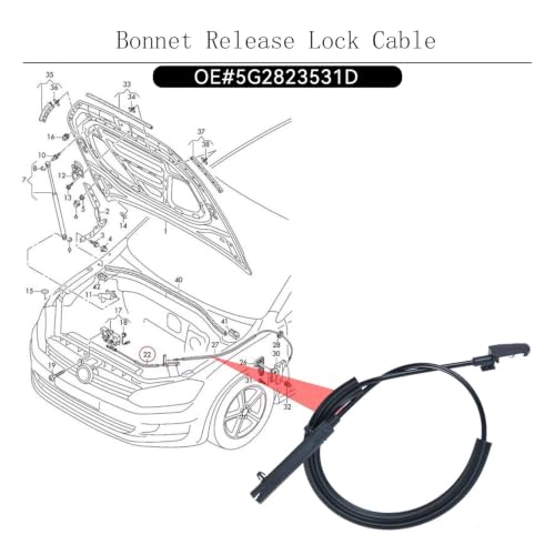 Cable capó delantero de alta resistencia para VW Golf 7 y Passat 3