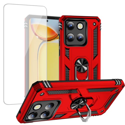 Coque Moto G Stylus 5G 2025 rouge avec protège-écran et anneau