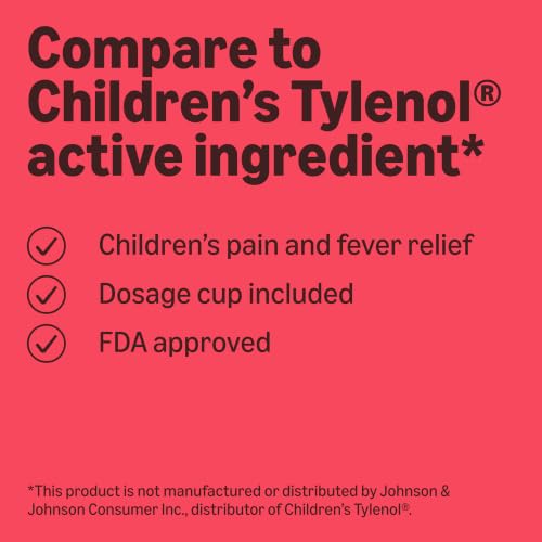 Amazon Basics Children's Pain and Fever, Acetaminophen 160 mg per 5 mL Oral Suspension, Dye-Free Cherry Flavor, Fever Reducer and Pain Reliever, 8 fl oz (Previously Care) - image 3