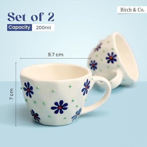 Image of Cups & Mugs - Coffee Mugs Set of 2 - Tea Cup - Ceramic Coffee Cup, Elegant Gift Pack, Microwave and Dishwasher Safe, Stylish Modern Design for Home & Office,BlueBrew Cup