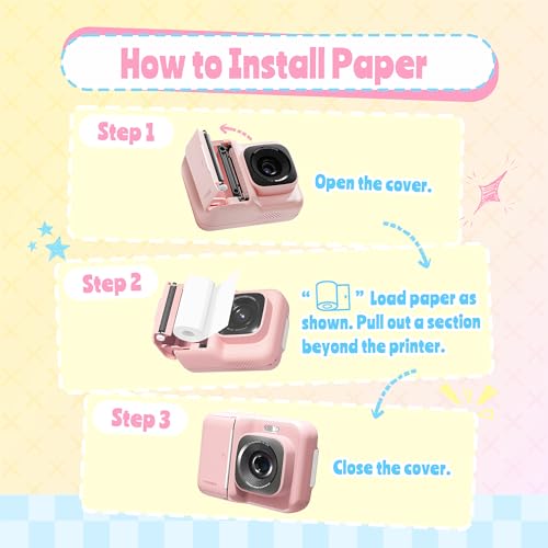 Image of Instant Print Camera for Kids, Christmas Birthday Gifts for Girls Boys Age 3-12, TYPONOS Kids Cameras, Portable Toy Camera for 3 4 5 6 7 8 9 10 Year Old Girl with 32GB SD Card, Pink