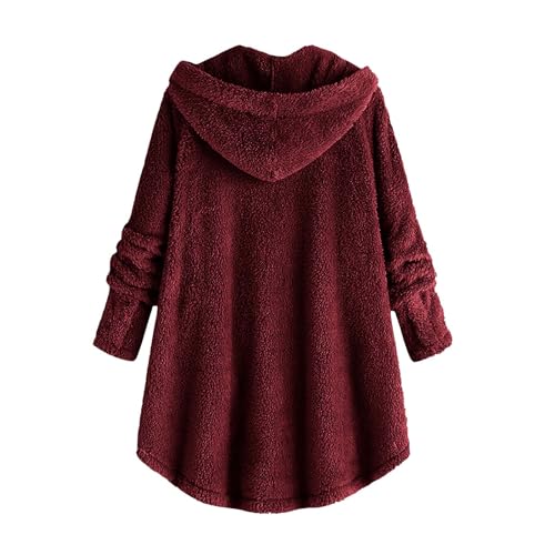 Womens Fuzzy Fleece Bed Jackets Plus Size Button Plush Hoodies Loose Cardigan Winter Cozy Coat Jacket with Pockets4