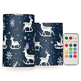 miaozhen Kerst Herten Slee Sneeuwvlok Silhouetten Led vlamloze Batterij Kaars Elektronische Lichten Afstandsbediening Led voor Party Batterij Kaarsen 2-delige Set