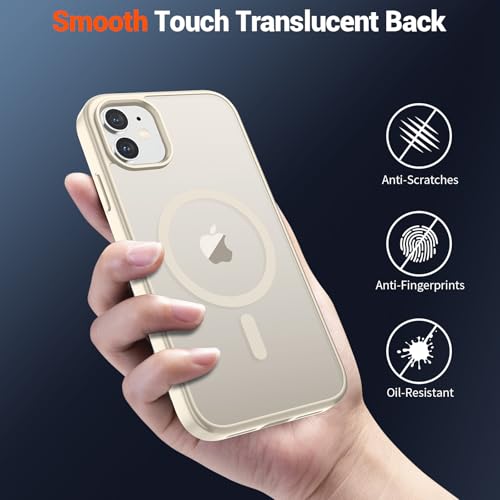 Image of SUPFINE Magnetic for iPhone 12 Mini Case & iPhone 13 Mini Case (Compatible with MagSafe) (Military Grade Drop Protection) Slim Translucent Matte Shockproof Phone Cover,Antique White