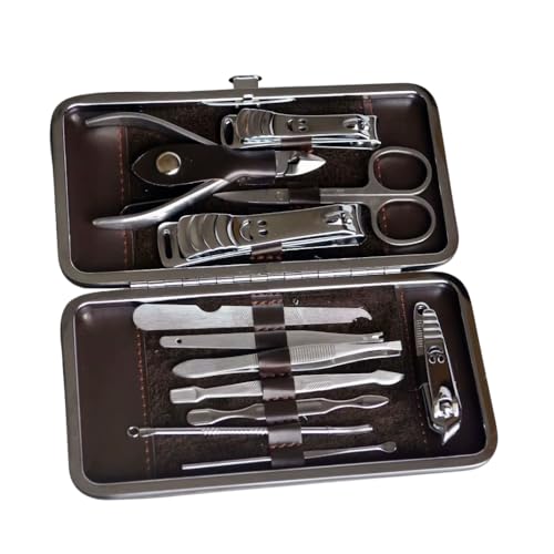 Kit Cortador De Unha Manicure E Pedicure Conjunto 12 Peças Ferramentas De Unha Kit De Cuidados Profissionais Cortadores De Unhas Estojo Luxuoso De Viagem Portátil Aço Inoxidável Completo Durável