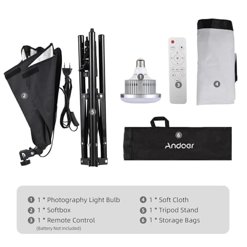 Andoer Fotografie Studio Licht Kit: 40x40 cm Softbox Beleuchtungsset mit 85W, 2800K-5700K Zweifarbiger LED, inklusive Fernbedienung. Ideal für Studio-Porträt, Produktfotos und Videoaufzeichnungen