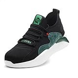 Micoklinlin Steel Toe Sneakers for Men Lightweight Fashion Safety Shoes for Work with Reflective Strip Industrial Non-Slip Breathable Work Hiking Shoes
