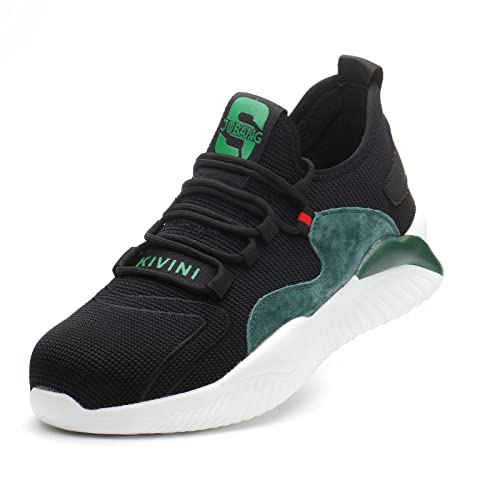 Micoklinlin Steel Toe Sneakers for Men Lightweight Fashion Safety Shoes for Work with Reflective Strip Industrial Non-Slip Breathable Work Hiking Shoes