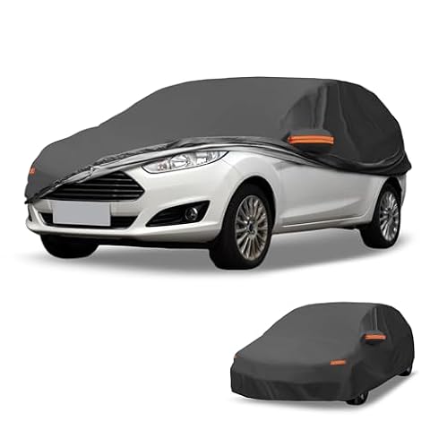 Partuto Wodoodporny pokrowiec samochodowy na każdą pogodę - odporny na promieniowanie UV zewnętrzny pełna ochrona zewnętrzna do Ford Fiesta Sedan 2008-2022 czarny z zamkiem błyskawicznym po prawej