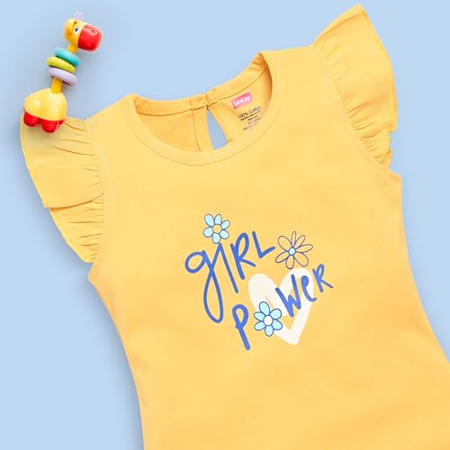 Image of LuvLap Baby Girls Regular Fit 100% Cotton Half Sleeves Girls Top CoSets Pack of 3