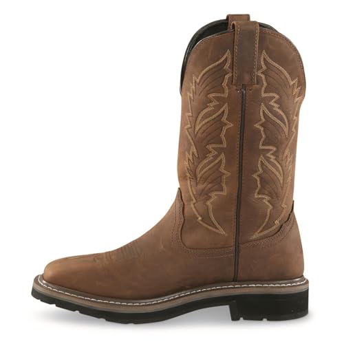 Guide Gear Men's Western Work 2.0 Pull-On Work Boots, Square Toe; Leather Uppers, Non-Slip Rubber Sole Shoes4