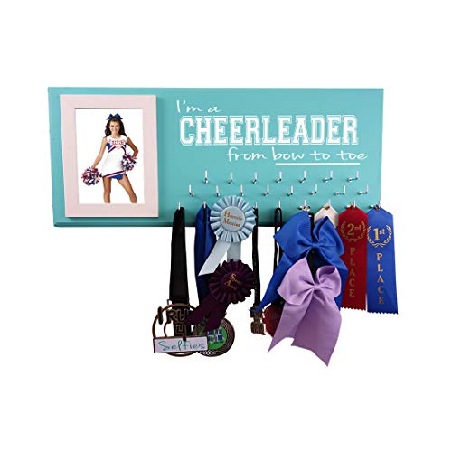 Cheerleading Medal Display - I'm A Cheerleader from Bow to Toe - Wall Hanger for Cheerleader Awards and Ribbons - Medal Holder