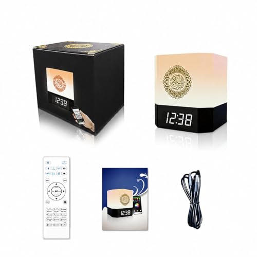MAMAMIGO Quran Cube Speaker with LED Display Portable Touch Lamp Azan Function USB Powered Remote Control App Control FULL QURAN QB303