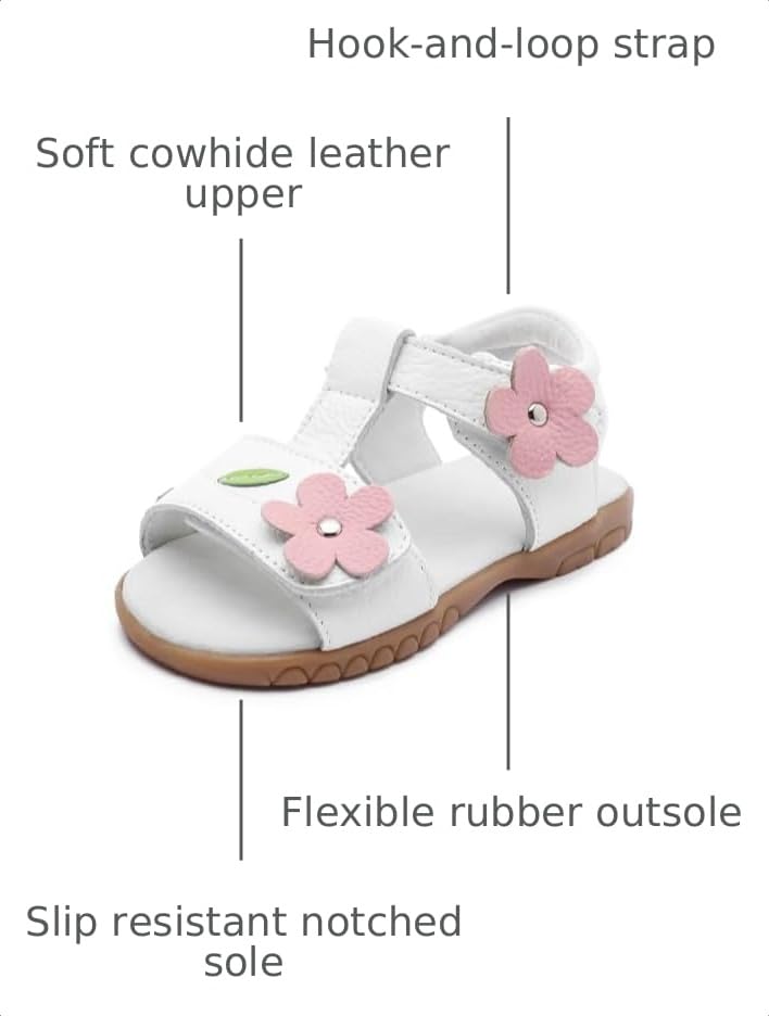 Image of Femizee Toddler Girls Leather Dress Sandals with Adjustable Strap