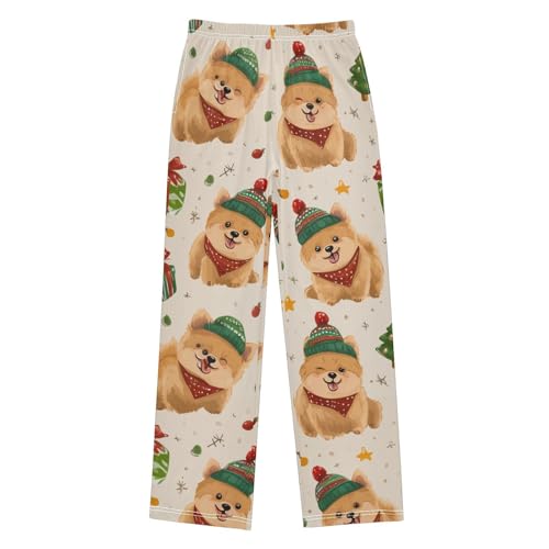 ZZXXB Pomeranian Lamps Boys Long Pants Soft Trousers Elastic Waist Kids Lounge Bottoms with Pockets S-XL