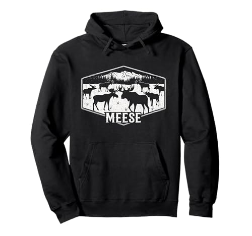 Meese Funny Moose Humor Camping Wildlife Outdoor Nature Pullover Hoodie