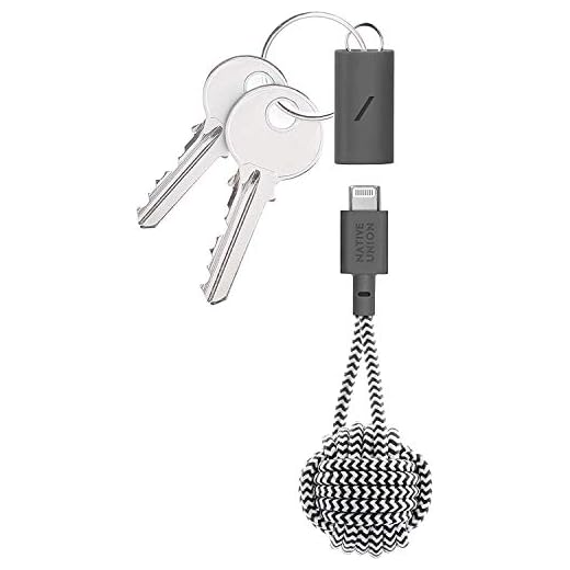 Native Union Key Cable - Ultra-Strong Reinforced [MFi Certified] Durable USB-C to Lightning High Speed Charging Cable with Key Fob Compatible with iPhone 14, iPhone 13 and Earlier (Zebra)
