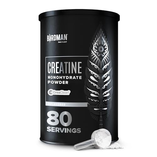 BIRDMAN Micronized Creatine Monohydrate Powder Muscle Recovery Caffeine Free Creatine Pre Workout Vegan Post Workout Gluten Free Sugar Free | 80 Servings (5 Grams Each) | 0.8lb
