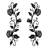 KOYILTD Metal Wall Decor, Black Wrought Iron Rose Vine Wall Art, Rustic Hanging Wall Sculptures with Iron Scroll Design, For Indoor Outdoor Living Room Office Above Door Decoration (Vintage)