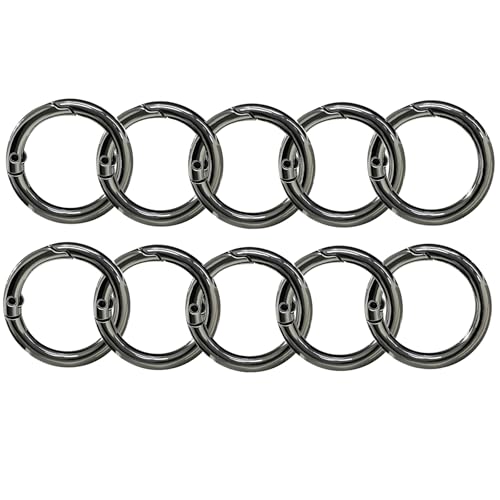 10-Pack Round Carabiner Clips Metal Trigger Spring O Rings Replacement Charm Clasp for Purse,Handbags DIY Crafts 1Inch