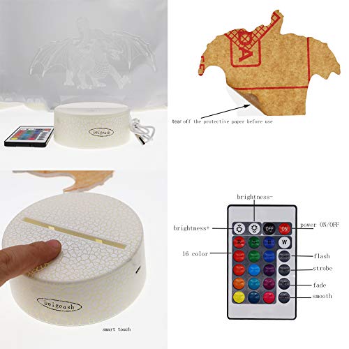 Delgoash Princess Night Light For Kids Mermaid 3D Illusion Lamp Animal Night Light Dimmable Led Nursery Lamp 16 Color Change With Remote Control Princess Toy Birthday Gifts Christmas For Boys Girls #TOP7