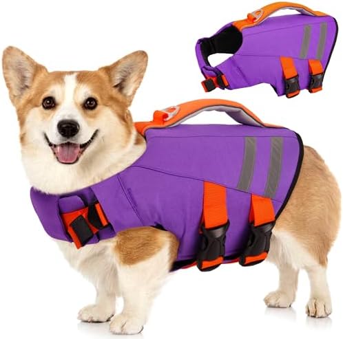 LeLePet Dog Life Jacket, High Flotation Dog Life Vest for Swimmin...