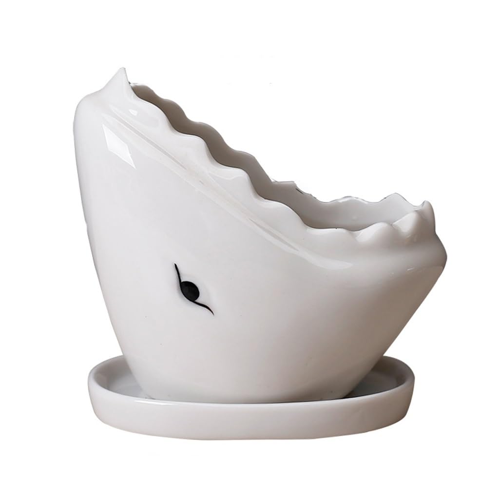 Gelasige A Flower Pots Ceramic Succulent Flowerpots, Shark-Shaped Flowerpots, Home Decoration Ccessories, Balcony Garden Flowerpots Outdoor Flower Pots(A)