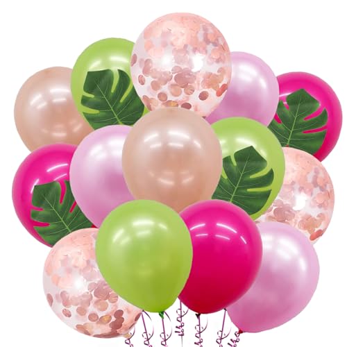 39 Pezzi Set Palloncini Tropicali, Kit arco Palloncini Hawaiano con Tropical Party Palloncini Lattice Foglie di Palma, Palloncini Hawaiani per Spiaggia Luau Estate Tema Tropicale Compleanno Festa