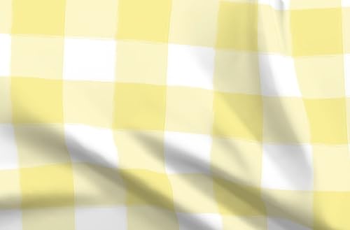 Spoonflower Tela  Grande cuadros amarillos cuadros cuadros de cuadros de cuadros de azúcar frescos impresos en tela de mezclilla cuarto de grasa