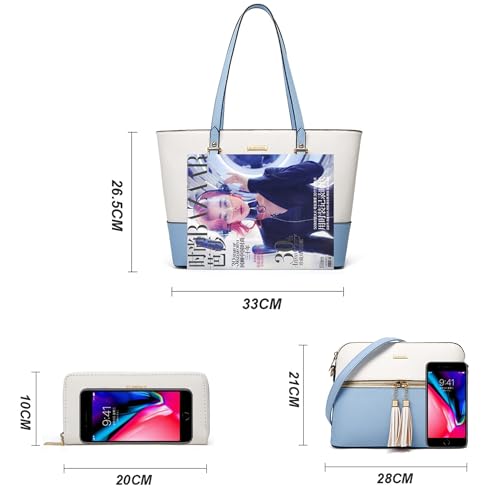Image of Women Fashion Handbags Wallet Tote Bag Shoulder Bag Top Handle Satchel Purse Set 4pcs