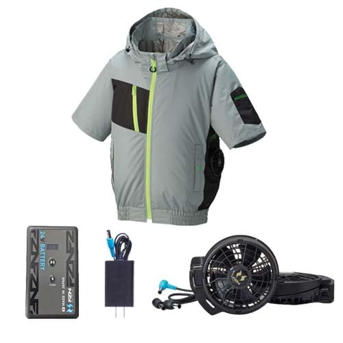 [�A�^�b�N�x�[�X] �󒲃E�F�A �`�^���t�[�h�����u���]����24V�o�b�e���[�ƂȂȂ߃t�@���Z�b�g 8845+RD9691NJ+RD9610PH S�`7L �T���G�X �󒲕��_�� �傫���T�C�Y(�O���[ S)