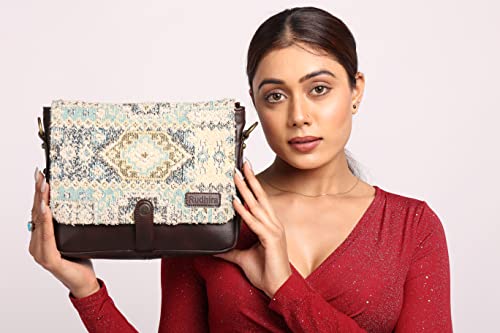 Image of Rudhira Women's Cross-body Bag Sling Bags Ladies Purse Handbag Sling Strap Vegan Leather Indian Fabric Slings Multicolor (Floral)