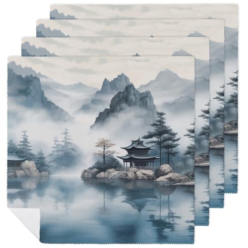 Servilletas de tela decorativas 18x18 pulg set x4 miniatura 1