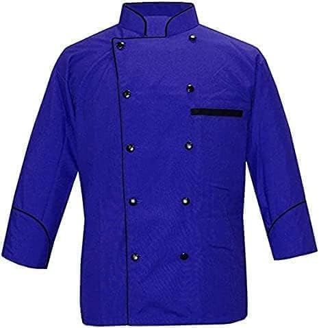 Full Sleeve Chef Coat for Men's Hotel Management and Restaurant Kitchen Uniform Chef Cotton Dress (BLUE, S-3XL)