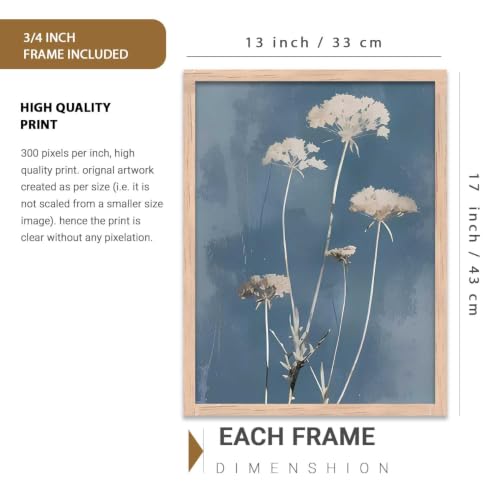 Image of kotart Floral Art Home Decoration For Wall Decor | Aesthetic Paintings With Frame For Living Room Bed Room Hotel Wall Decor Digital Reprint Set of 3 (13X17 inch)