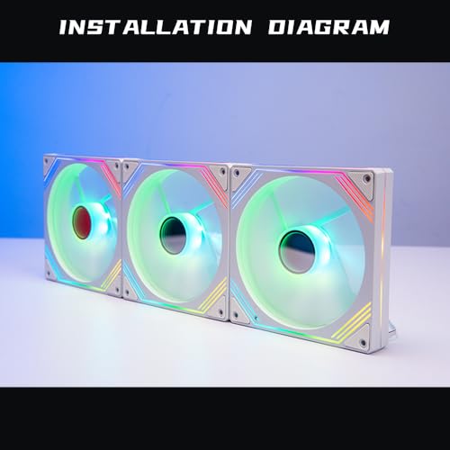 Image of Prism 140mm ARGB Case Fan,Infinity Mirror Light Effect Design Cooling Fan, 140mm CPU PWM Fan 1600RPM 74.26CFM 2.13MMH20 HDB Bearing for PC Case&CPU Cooler(White Forward)