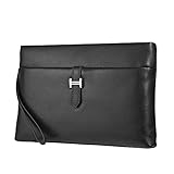 【GENUINE LEATHER】: 100 % leather men's hand bag, select a piece of high-quality head layer leather hand-made, It feels very soft. Simple and high sense of design, on the basis of good materials. Ensure the handbag is durable, comfortable and luxuriou...