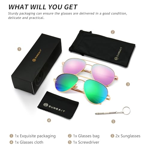 Image of SUNGAIT Women's Lightweight Oversized Aviator Sunglasses