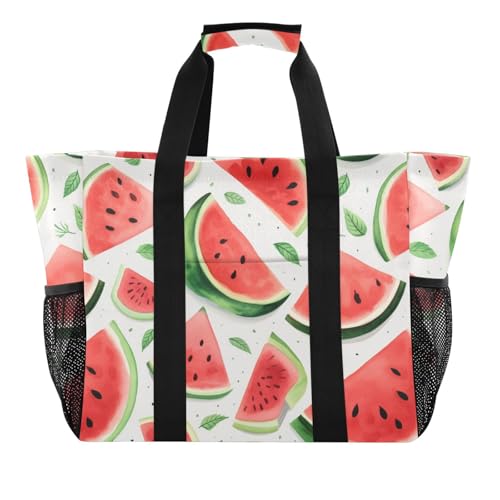 ALAZA Watercolor Watermelon Waterproof Beach Tote Bags